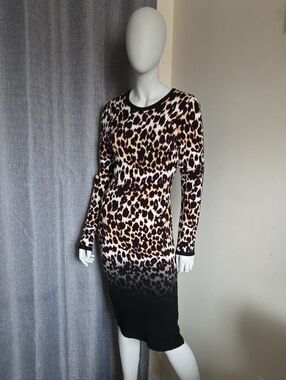 Marciano Los Angeles Leopard Print Ombré Midi Sweater Dress